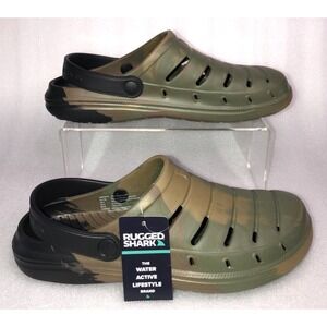 Rugged Shark Men's Green Camo w Black Strap Comfort EVA Clog Sandals Size 10 NEW